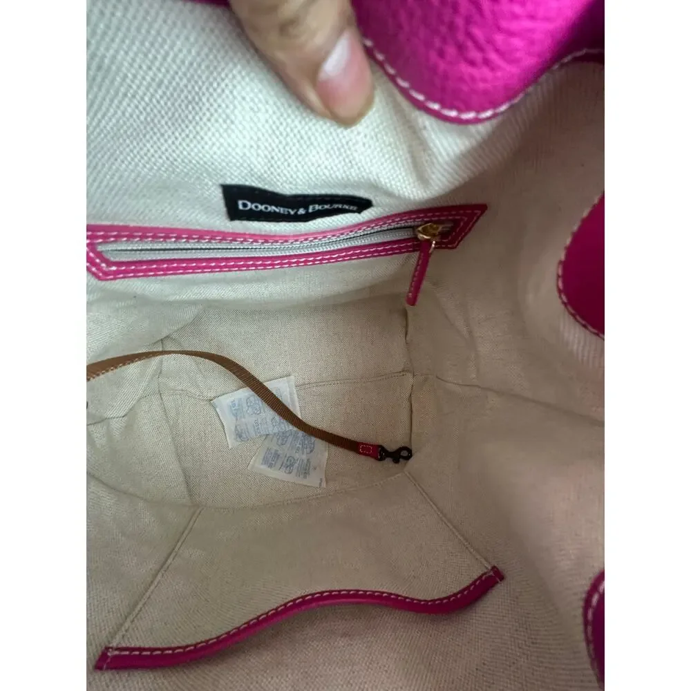 Dooney & Bourke Lucca Pebble Leather Drawstring Shoulder Bucket Bag Fuchsia NWT
